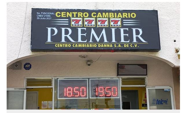  Cotización del dólar en 18.50 la compra, 19.50 la venta